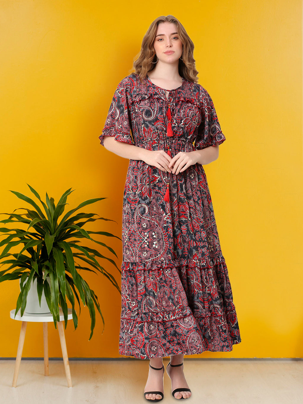 The Ember Line Dress – Brown & Orange Blend