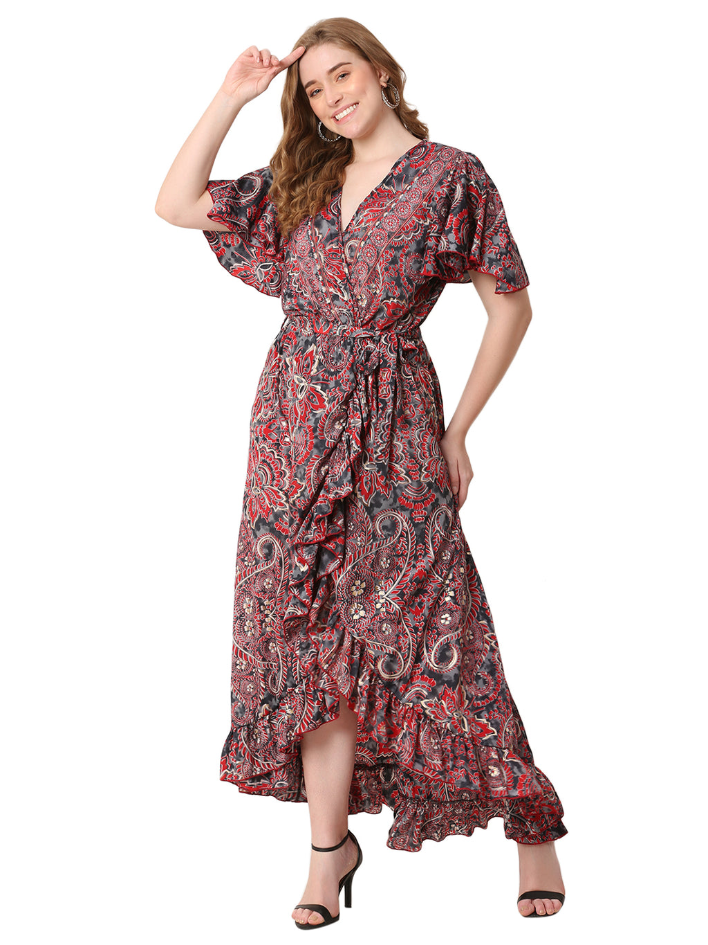 The Saffron Verse Dress – Red with Persian Print