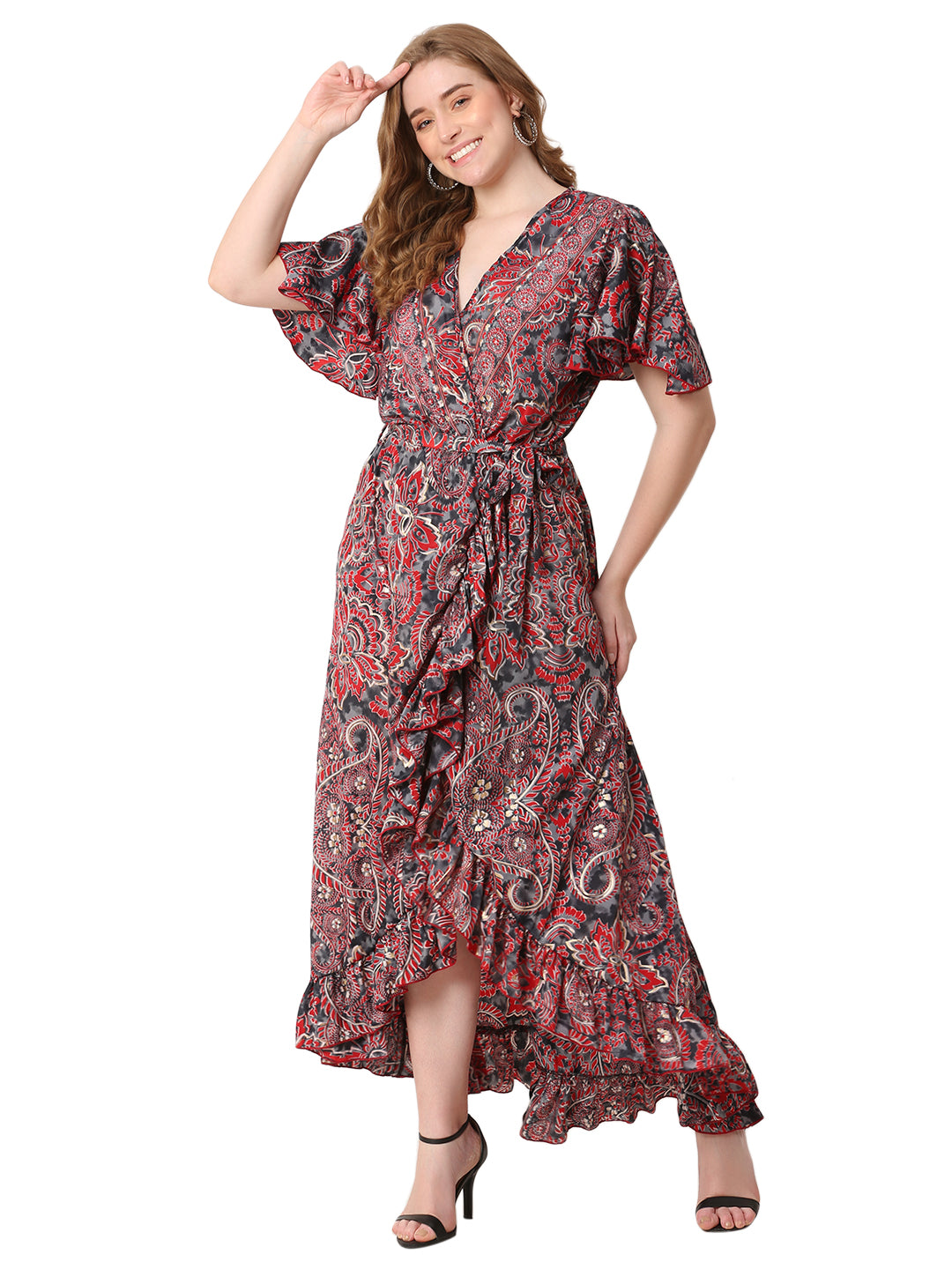 The Saffron Verse Dress – Red with Persian Print