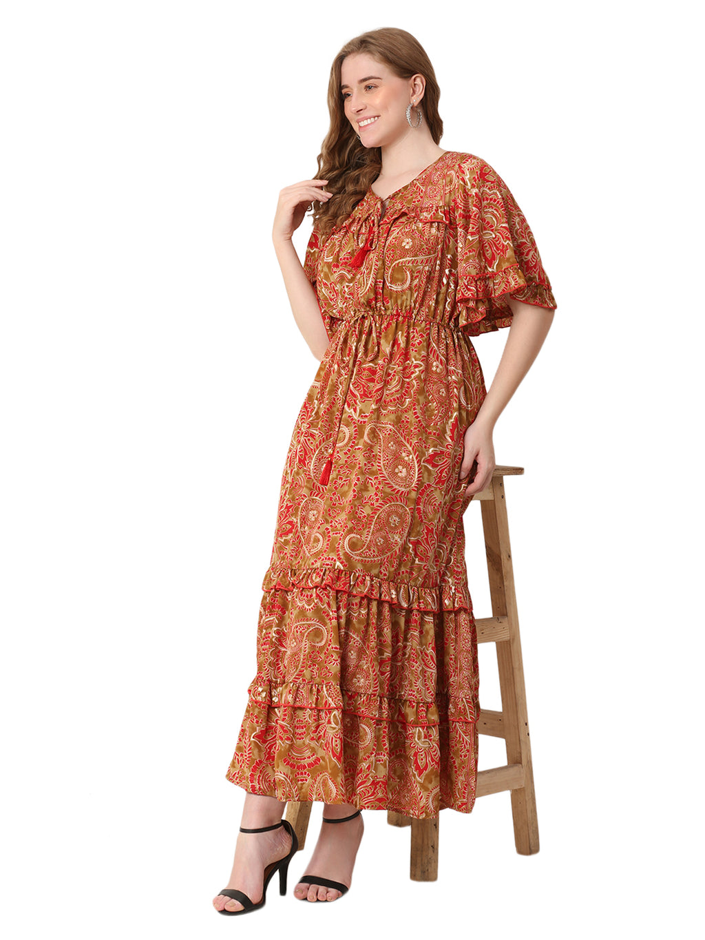 The Solar Move Dress – Ankle-Length Orange