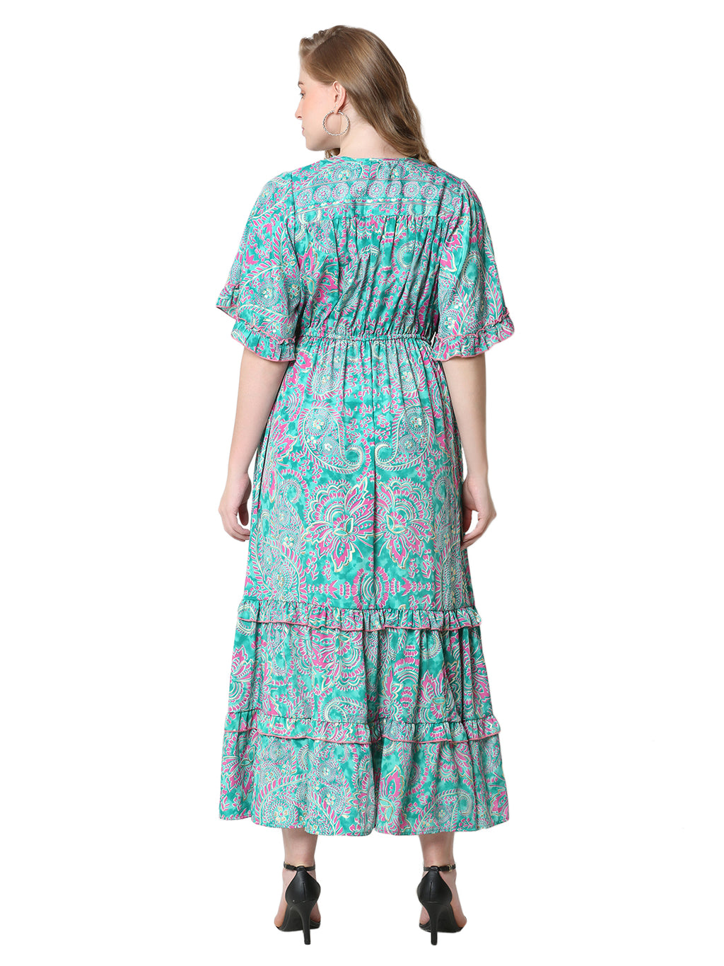 The Flow Command Dress – Ankle-Length Turquoise