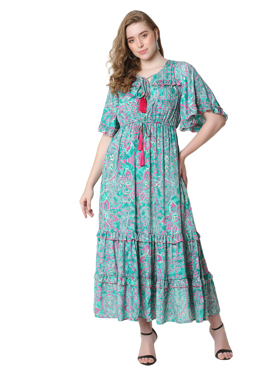 The Flow Command Dress – Ankle-Length Turquoise