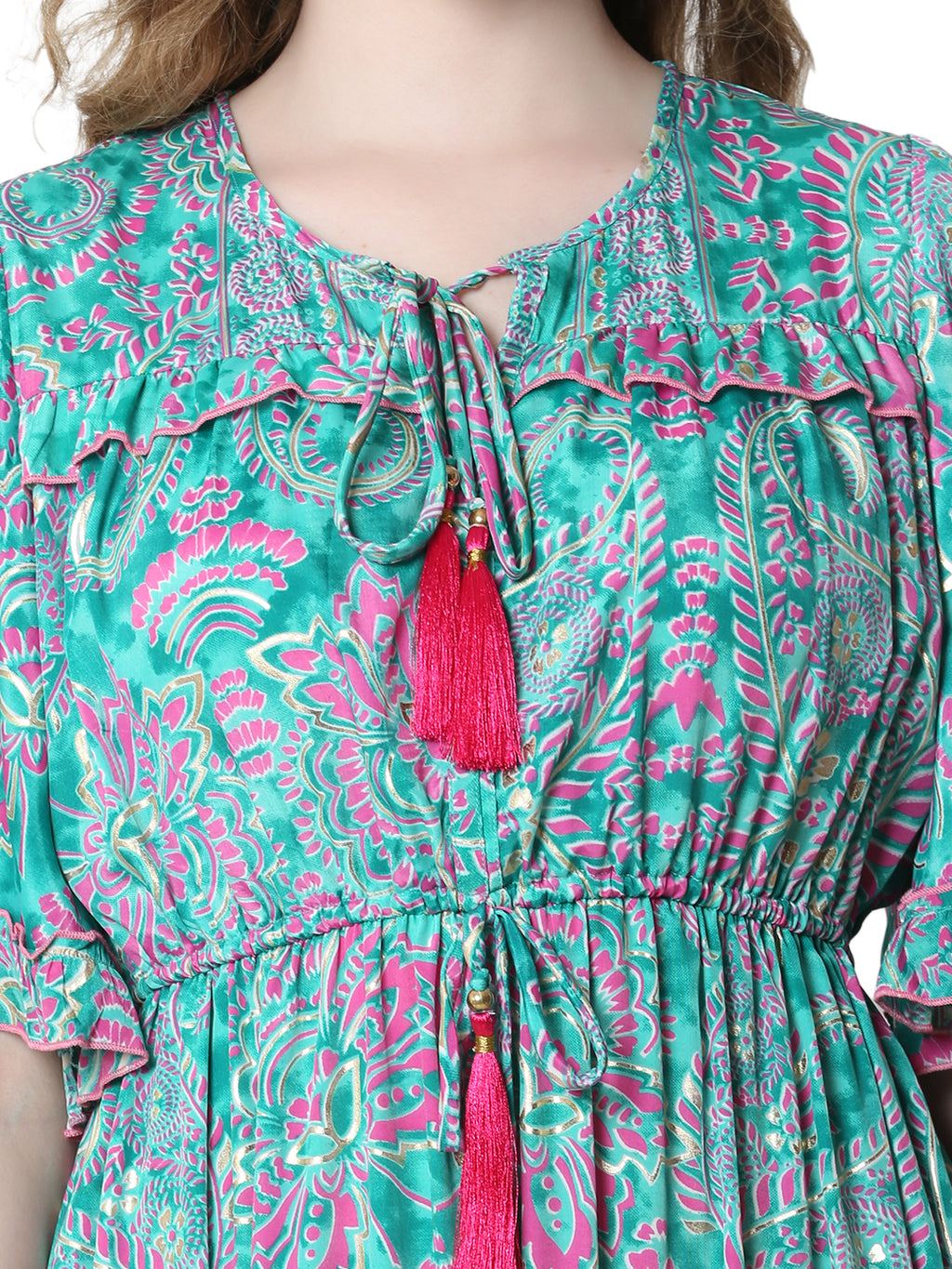 The Flow Command Dress – Ankle-Length Turquoise